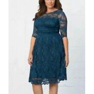 Lane Bryant Kiyonna Luna Lace Teal Dress